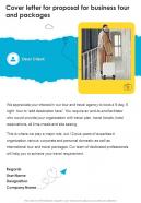 Cover Letter For Proposal For Business Tour And Packages One Pager Sample Example Document