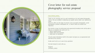 Cover Letter For Real Estate Photography Service Proposal Ppt Slides Example File
