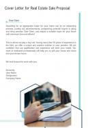 Cover Letter For Real Estate Sale Proposal One Pager Sample Example Document