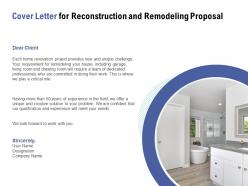 Cover letter for reconstruction and remodeling proposal ppt powerpoint presentation gallery visuals