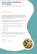Cover Letter For Restaurant POS Proposal One Pager Sample Example Document