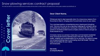 Cover Letter For Snow Plowing Services Contract Proposal Ppt Ideas Styles