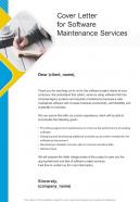 Cover Letter For Software Maintenance Services One Pager Sample Example Document