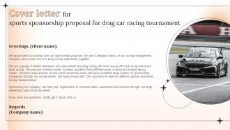 Cover Letter For Sports Sponsorship Proposal For Drag Car Racing Tournament Ppt Demonstration