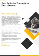 Cover Letter For Teambuilding Sports Proposal One Pager Sample Example Document