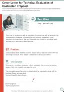 Cover Letter For Technical Evaluation Of Contractor Proposal One Pager Sample Example Document