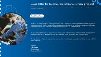 Cover Letter For Technical Maintenance Service Proposal Ppt Ideas