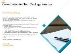 Cover Letter For Tour Package Services Ppt Powerpoint Presentation Gallery Outline
