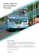 Cover Letter For Transportation Proposal One Pager Sample Example Document