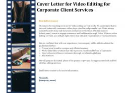 Cover letter for video editing for corporate client services ppt gallery