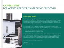 Cover letter for website support retainer service proposal ppt pictures