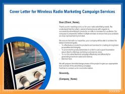 Cover letter for wireless radio marketing campaign services ppt file slides