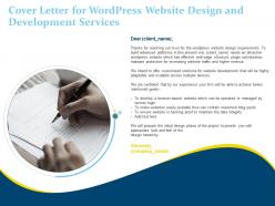 Cover letter for wordpress website design and development services ppt powerpoint icons