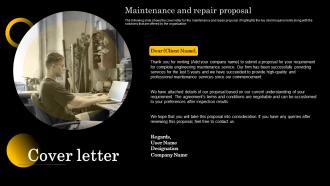 Cover Letter Maintenance And Repair Proposal Ppt Powerpoint Presentation Icon Visuals
