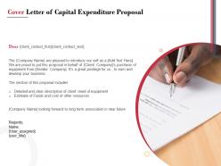 Cover letter of capital expenditure proposal ppt powerpoint presentation show display