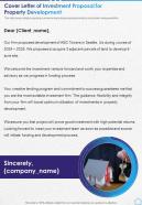 Cover Letter Of Investment Proposal For Property Development One Pager Sample Example Document