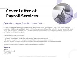 Cover letter of payroll services ppt powerpoint presentation themes