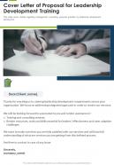 Cover Letter Of Proposal For Leadership Development Training One Pager Sample Example Document