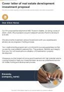 Cover Letter Of Real Estate Development Investment Proposal One Pager Sample Example Document