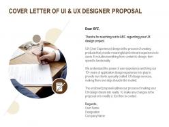 Cover Letter Of UI And UX Designer Proposal Ppt Powerpoint Presentation Show Gridlines