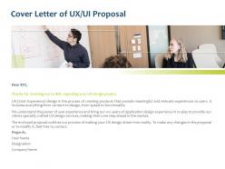 Cover letter of ux ui proposal ppt powerpoint presentation file maker