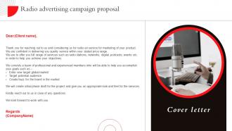 Cover Letter Radio Advertising Campaign Proposal Ppt Show Design Ideas