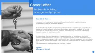 Cover Letter Real Estate Building Management Proposal Ppt File Example File
