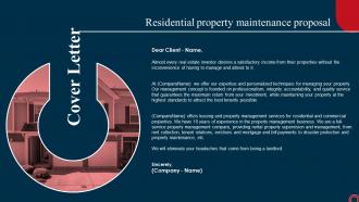 Cover Letter Residential Property Maintenance Proposal Ppt Demonstration
