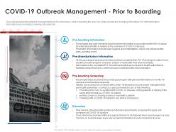 Covid 19 outbreak management prior to boarding ppt powerpoint presentation gallery