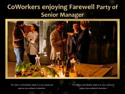 Coworkers enjoying farewell party of senior manager