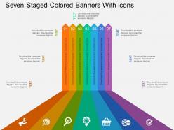 Cp seven staged colored banners with icons flat powerpoint design