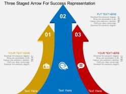 Cp three staged arrow for success representation flat powerpoint design