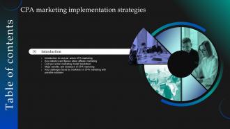 CPA Marketing Implementation Strategies Table Of Contents
