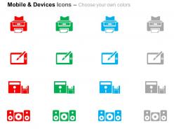 Cpu with floppy tablet printer speakers ppt icons graphics