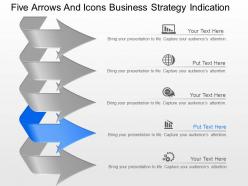 Cq five arrows and icons business strategy indication powerpoint template