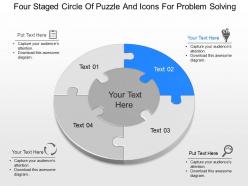 Cq four staged circle of puzzle and icons for problem solving powerpoint template