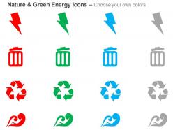Cq four vertical green energy symbols ppt icons graphics