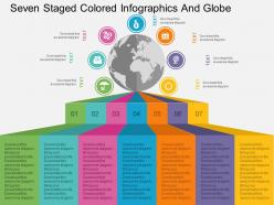 Cq seven staged colored infographics and globe flat powerpoint design