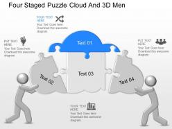 Cr four staged puzzle cloud and 3d men powerpoint template