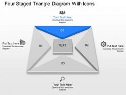 Cr four staged triangle diagram with icons powerpoint template