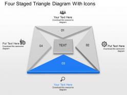 Cr four staged triangle diagram with icons powerpoint template