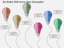 Cr six bulbs with icons idea generation flat powerpoint design