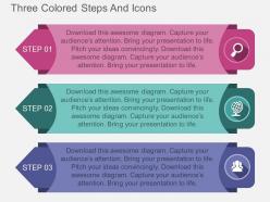 Cr three colored steps and icons flat powerpoint design