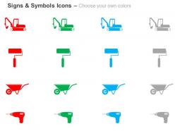 Crane rollar cart drill ppt icons graphics