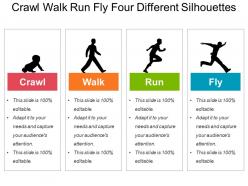 Crawl walk run fly four different silhouettes