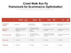 Crawl walk run fly framework for ecommerce optimization