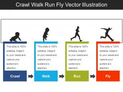 Crawl walk run fly vector illustration