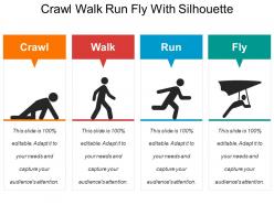 Crawl walk run fly with silhouette