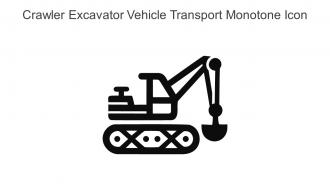 Crawler Excavator Vehicle Transport Monotone Icon In Powerpoint Pptx Png And Editable Eps Format