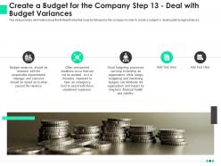Create a budget for the company step 13 deal with budget variances ppt visual aids slides